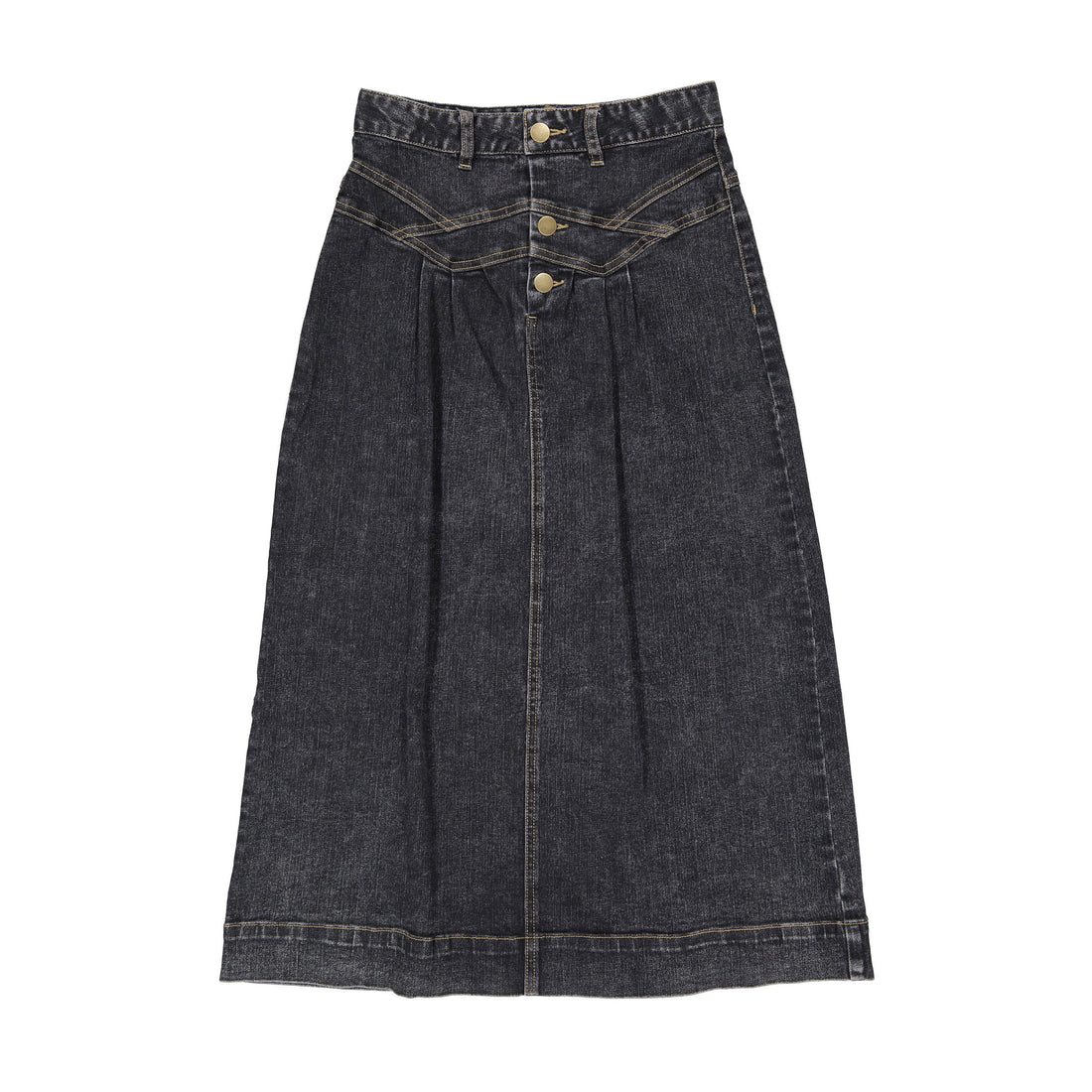 Clubhouse Black Denim Stitched Maxi Skirt