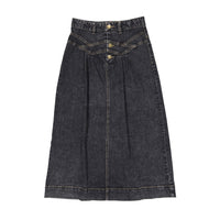Clubhouse Black Denim Stitched Maxi Skirt