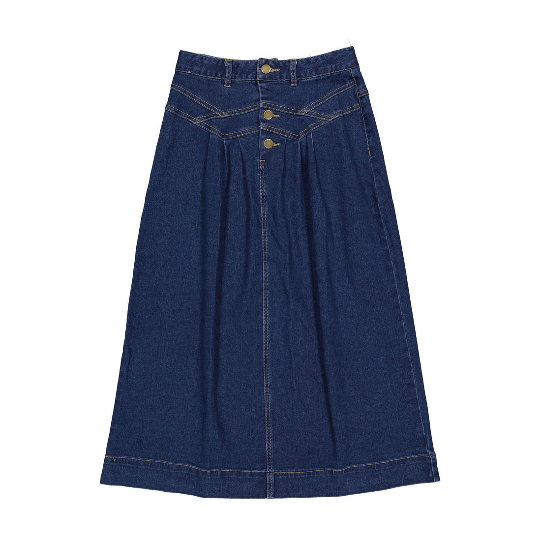 Clubhouse Blue Denim Stitched Maxi Skirt