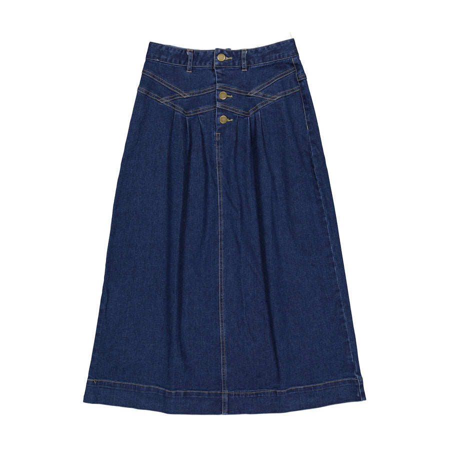 Clubhouse Blue Denim Stitched Maxi Skirt