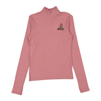 Clubhouse Pink Ribbed Purse Embroidered Turtleneck