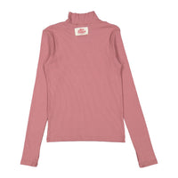 Clubhouse Pink Ribbed Purse Embroidered Turtleneck