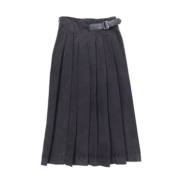  Faded Black Denim Buckle Skirt