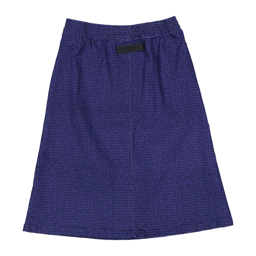 ELEMENTS Navy Logo All Over Knee Length Skirt