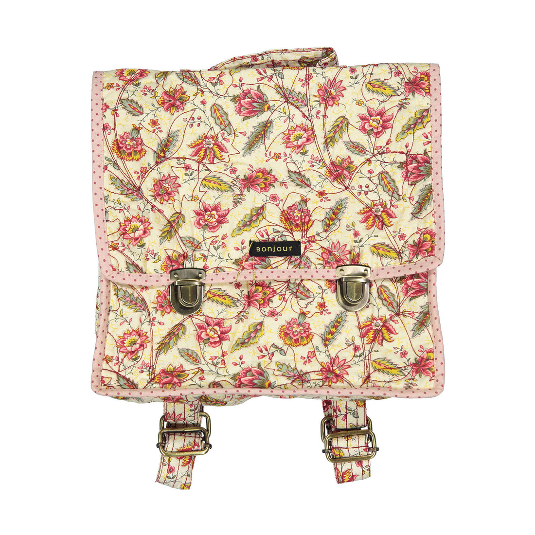 Aline Print / Pink Dot Print Piping School Bag