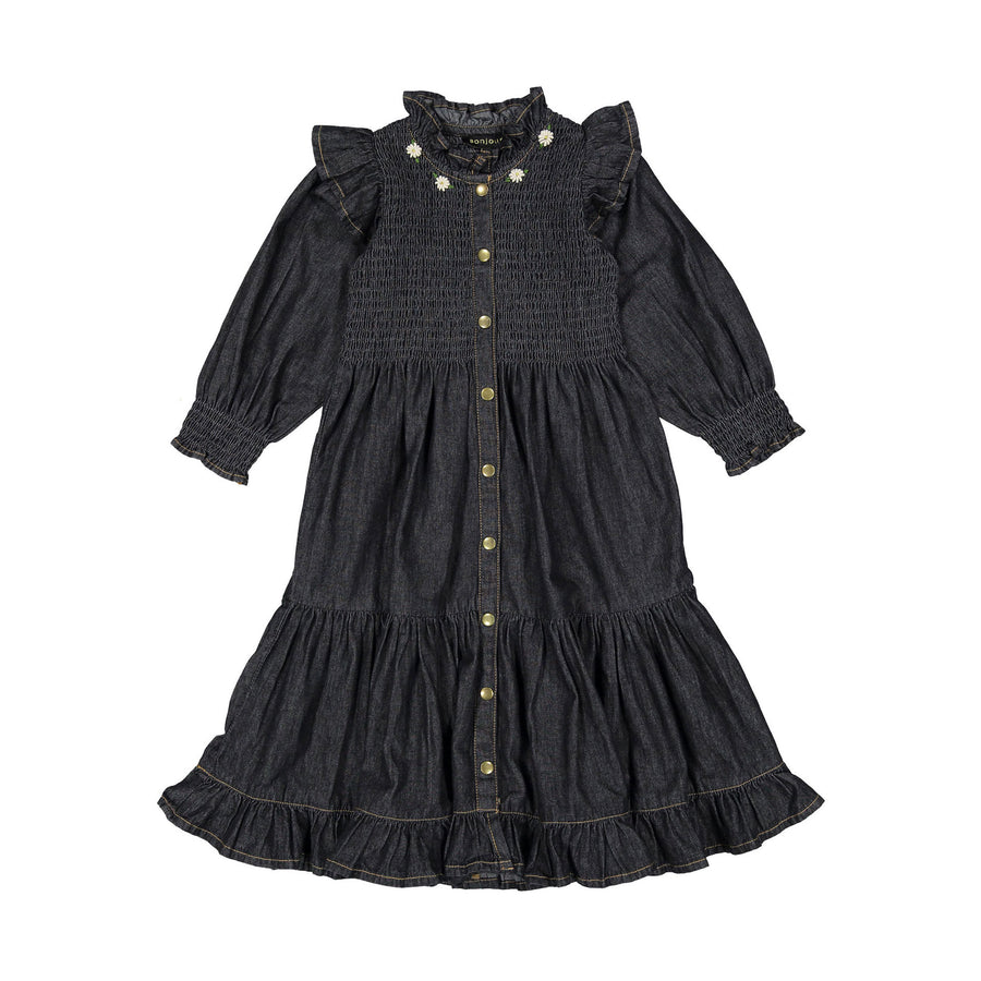 新品BONJOUR DIARY Ibiza dress black denim Bonjour Black Denim Ibiza Dress – Ladida