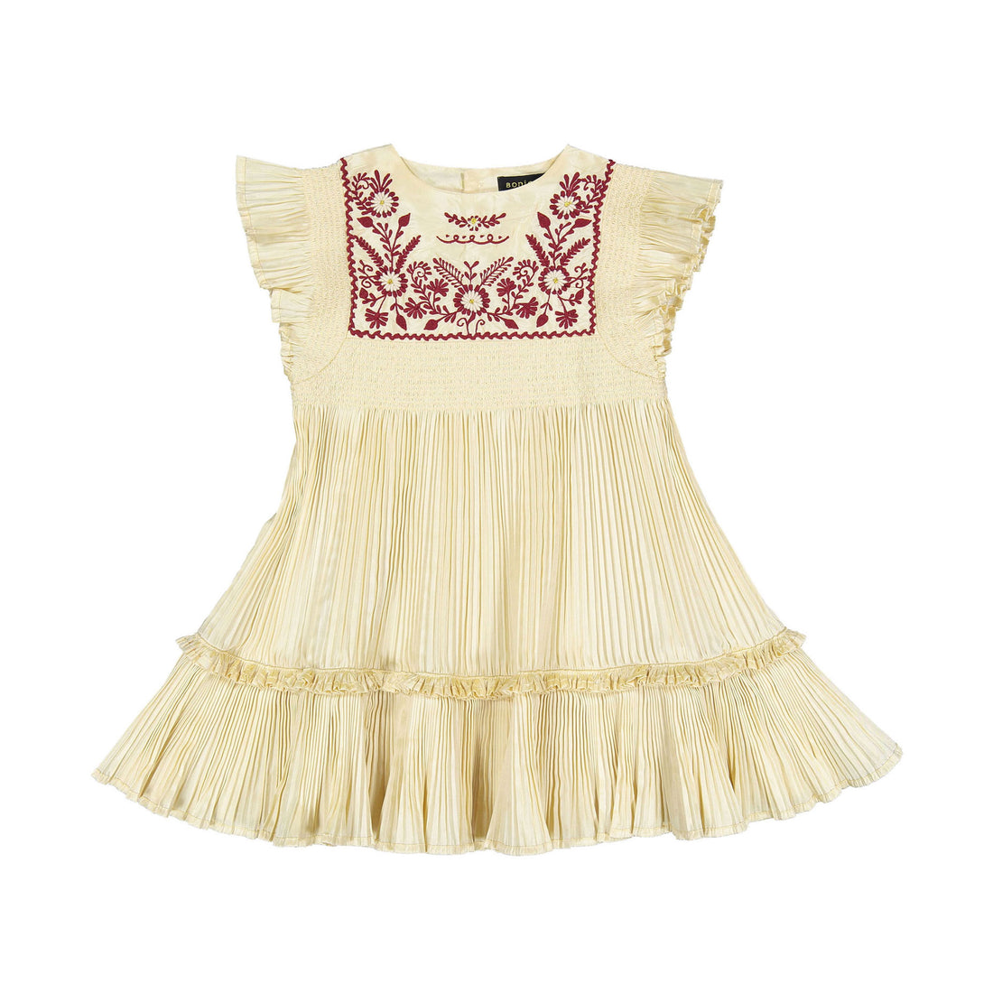 Bonjour Ivory Taffetas Pleated Dress