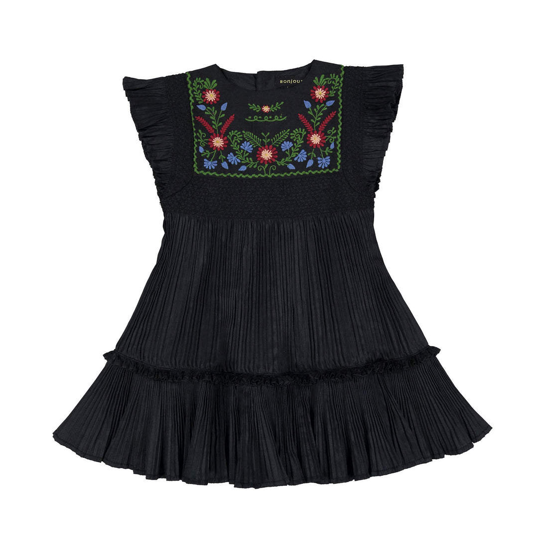 Bonjour Black Taffetas Pleated Dress