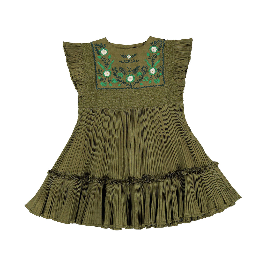 Bonjour Kaki Taffetas Pleated Dress