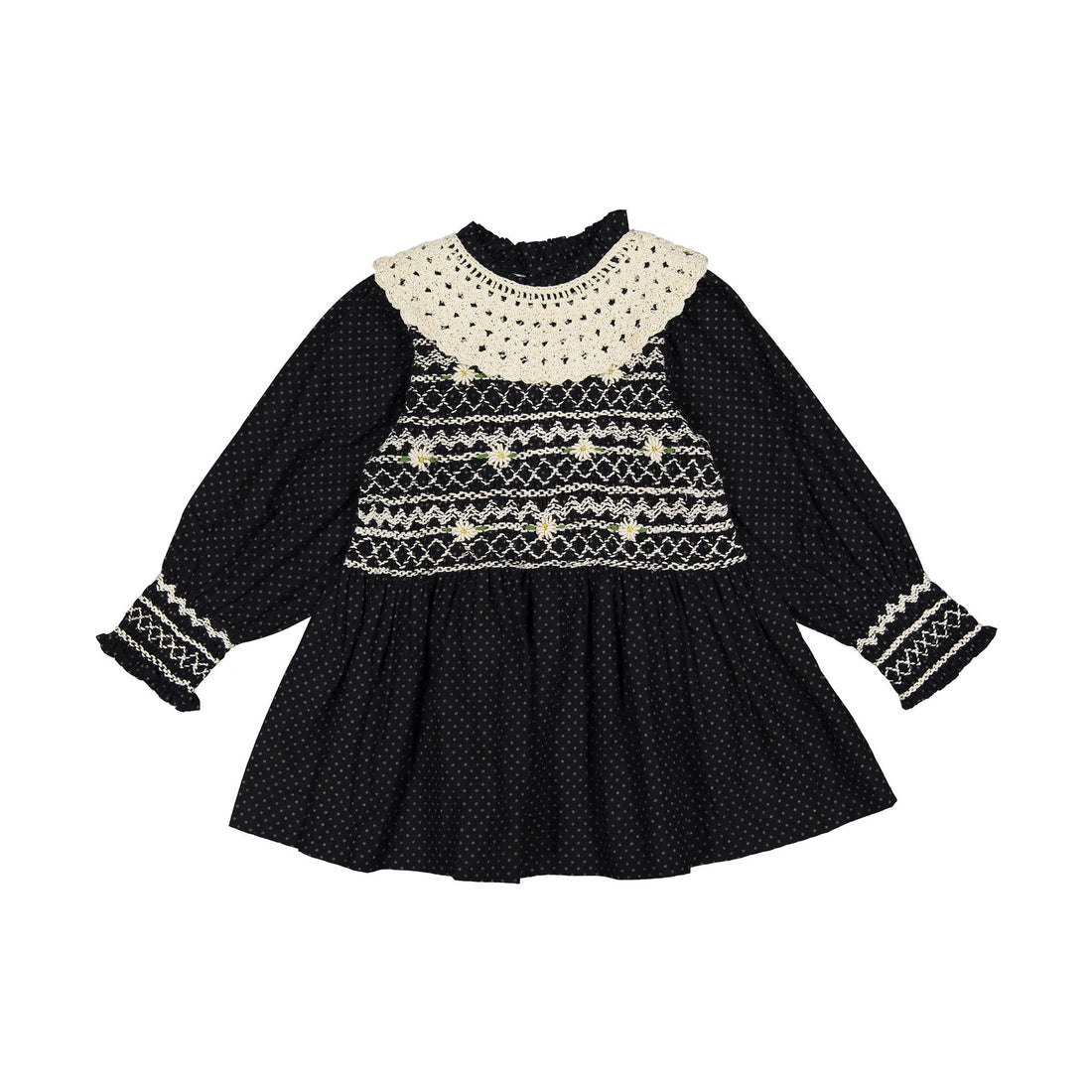Bonjour Black Dot Print Handsmock Blouse
