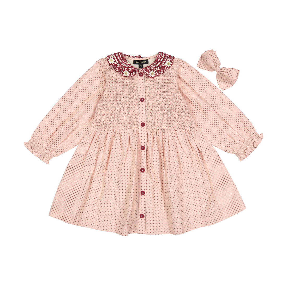 Bonjour Pink Dot Print Tunique + Hair Clip