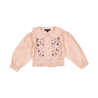 Bonjour Pink Dot Print Embroidered Shirt