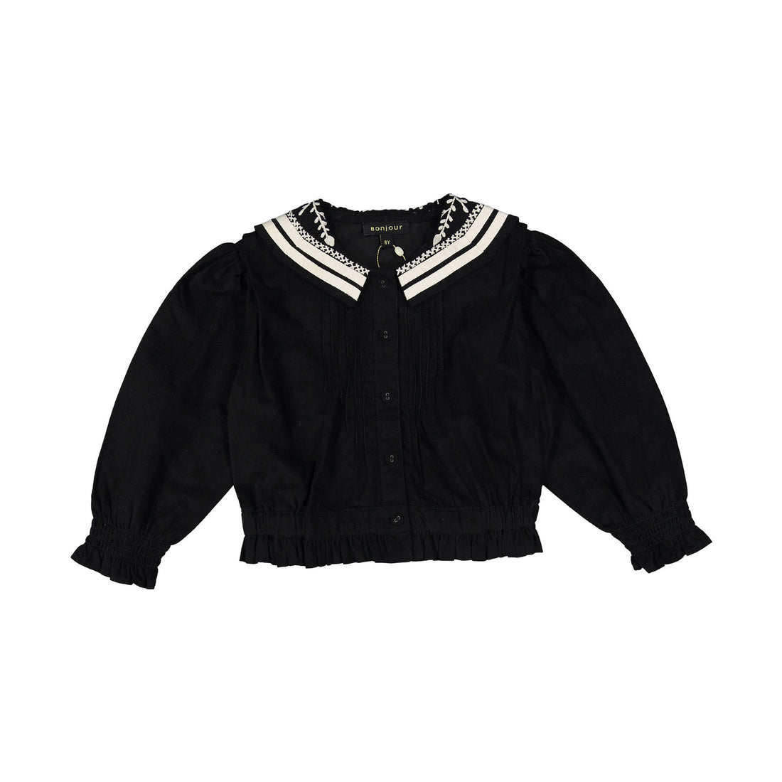 Bonjour Black Baby Cord Sailor Blouse