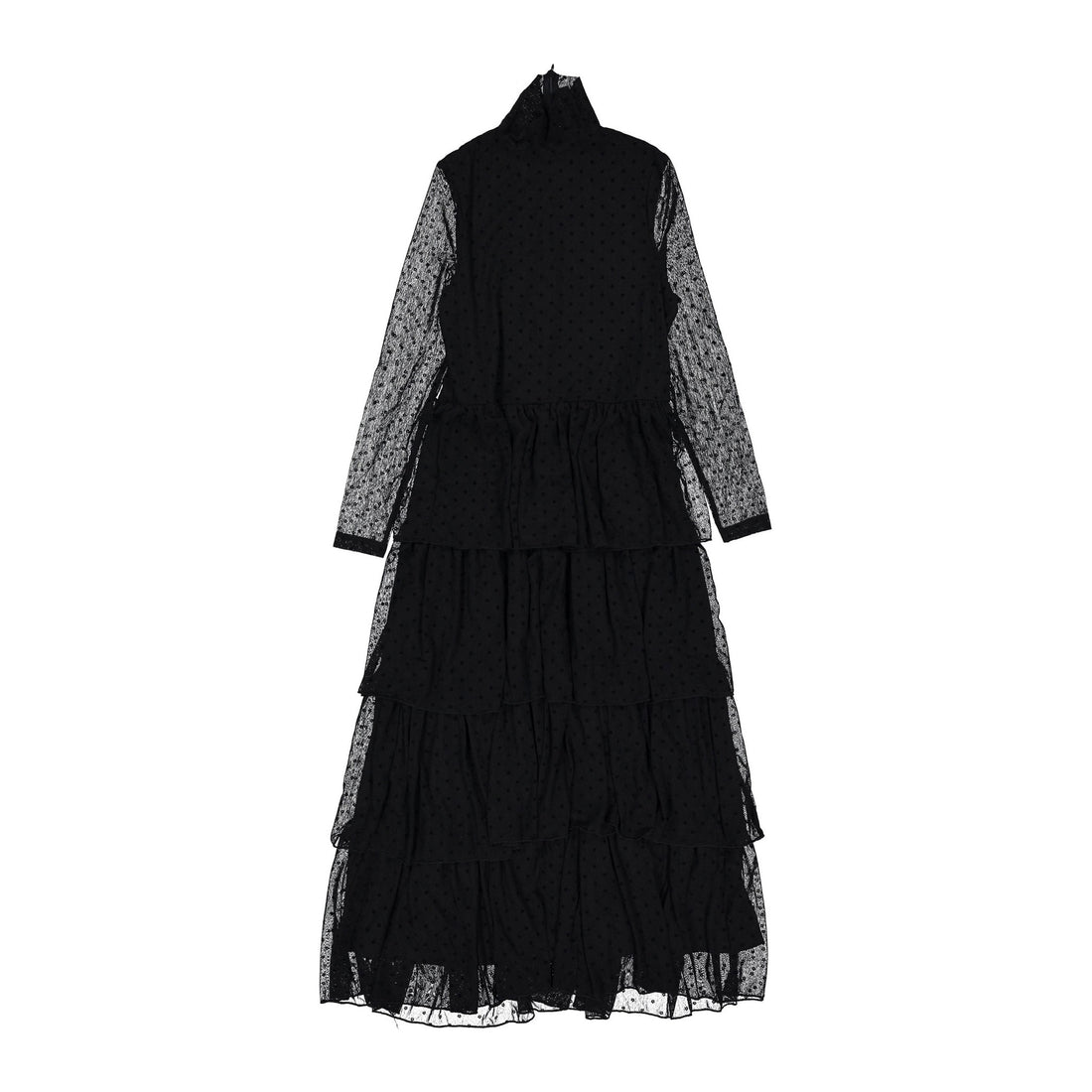 Clubhouse Black Floral Dots Layered Mesh Dress