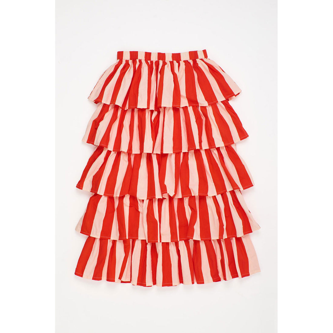 Maison Mangostan White/Red Watermelon Stripes Skirt