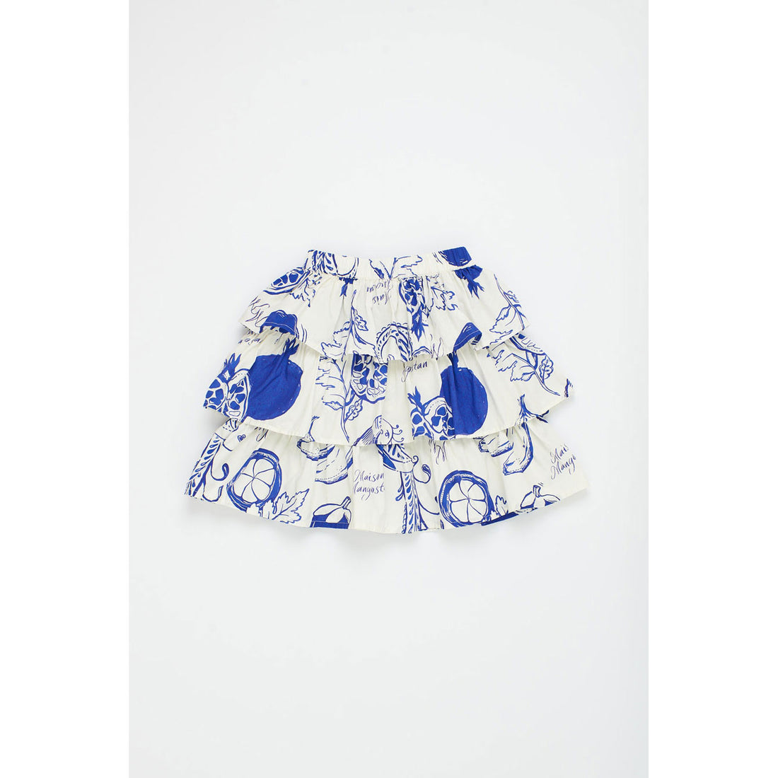 Maison Mangostan White/Blue Pomegranate Skirt