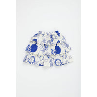 Maison Mangostan White/Blue Pomegranate Skirt