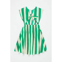 Maison Mangostan White/Green Flower Stripes Dress