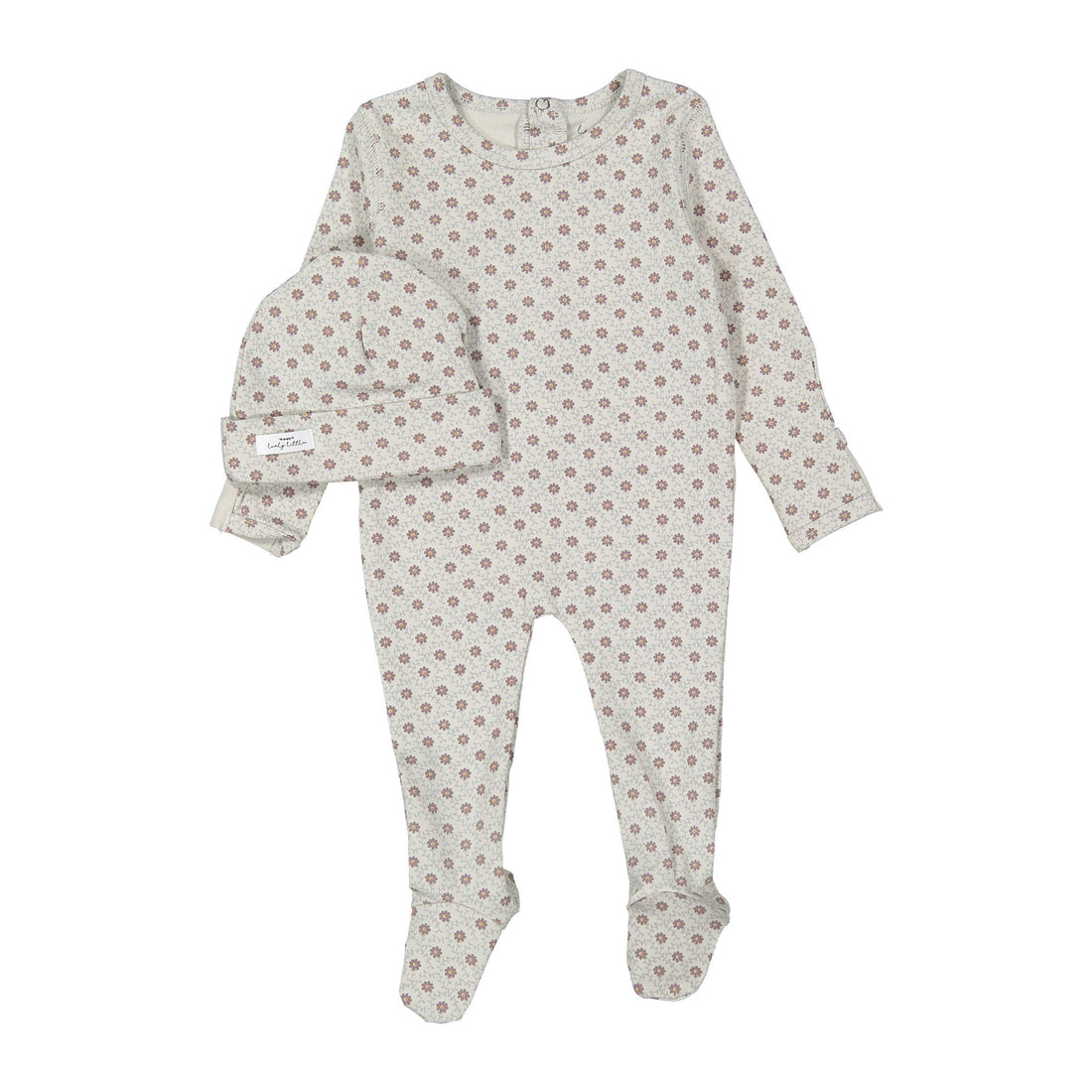 Lovely Littles The Printed Romper + Hat- Emma Mauve
