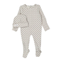 Lovely Littles The Printed Romper + Hat- Emma Mauve