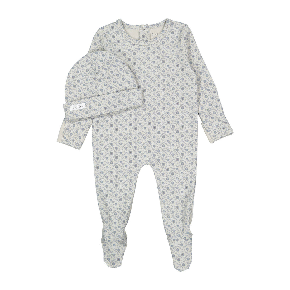 Lovely Littles The Printed Romper + Hat- Emma Blue
