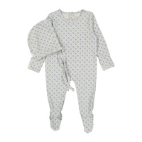 Lovely Littles The Printed Romper + Bonnet- Emma Blue