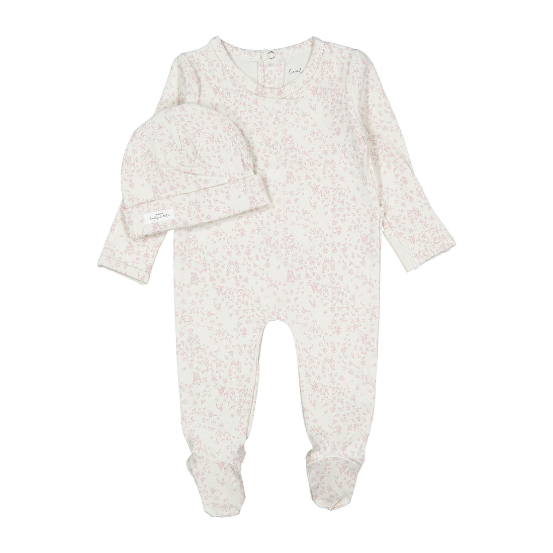 Lovely Littles The Printed Romper + Hat- Flutter Pink