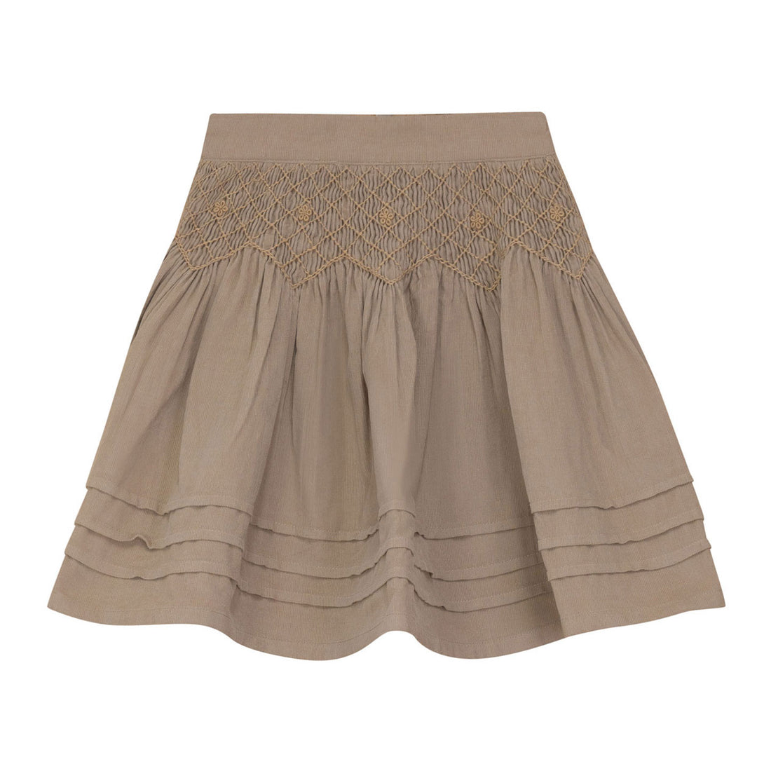 Calla Lili Camel Smocking Skirt