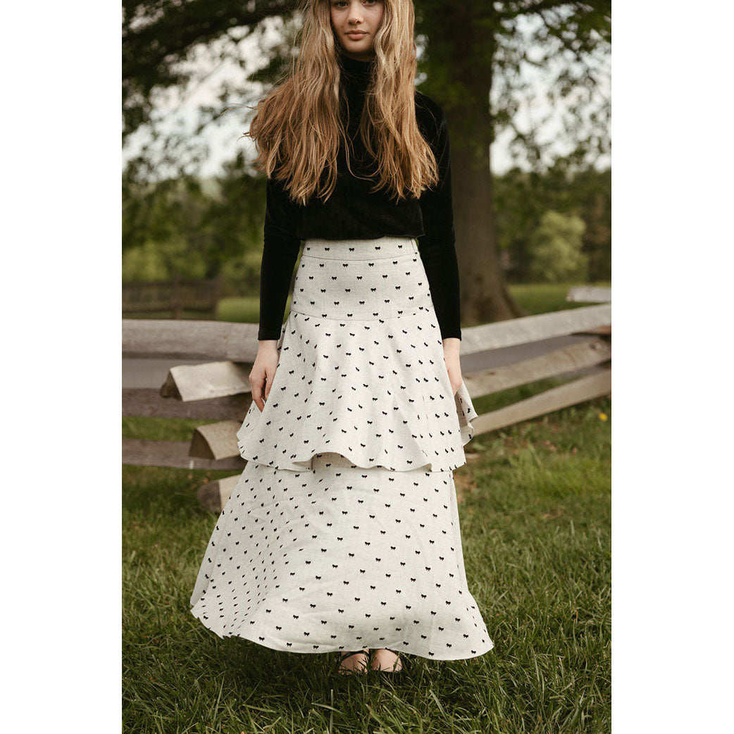 Ava and Lu Light Grey Bows Dropwaiste Skirt