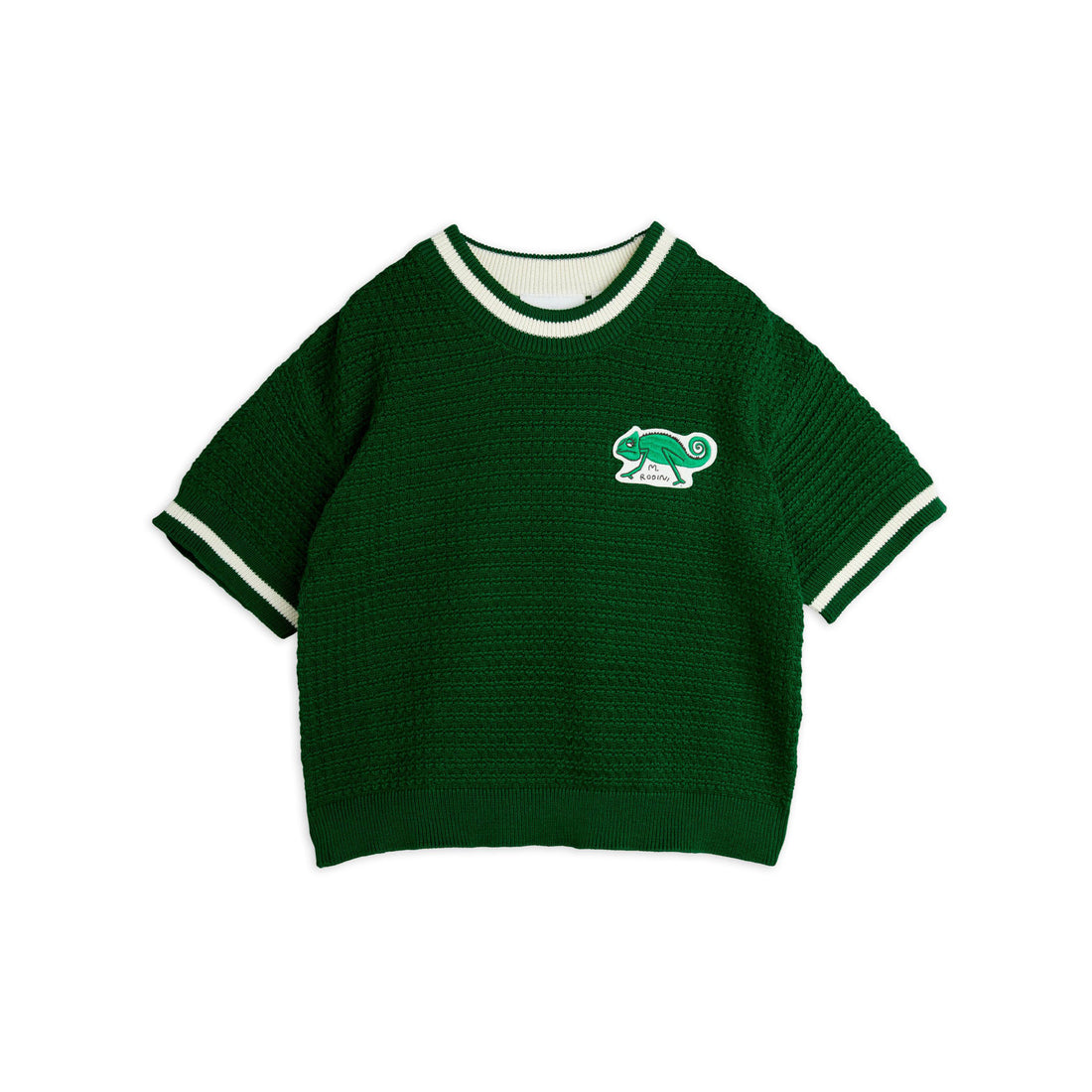 Mini Rodini Green Lizard Patch Crochet Knit Tee