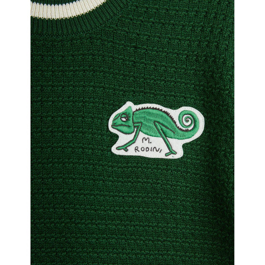 Mini Rodini Green Lizard Patch Crochet Knit Tee