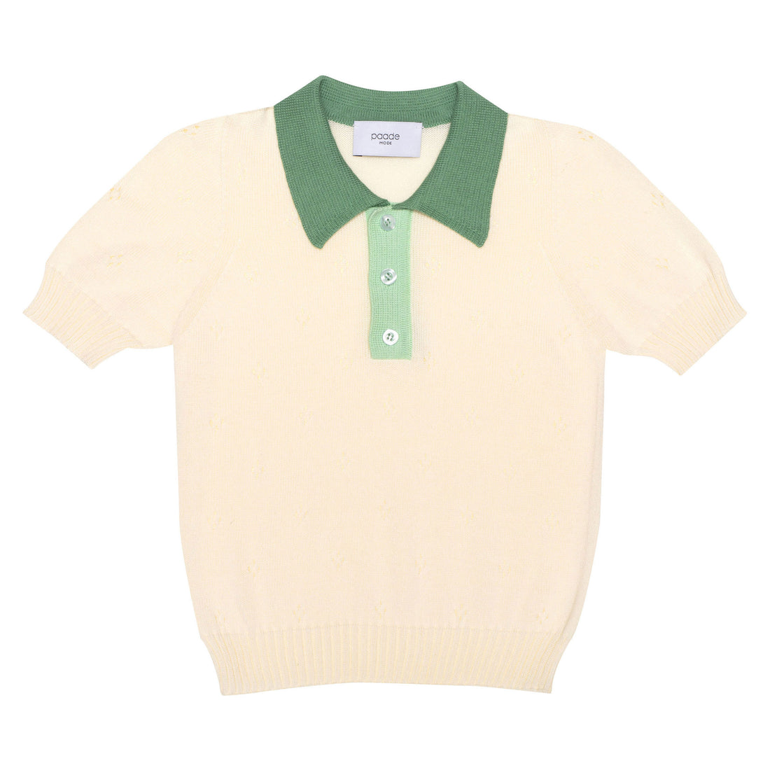 Paade Mode White Lemonade Knit Polo Shirt