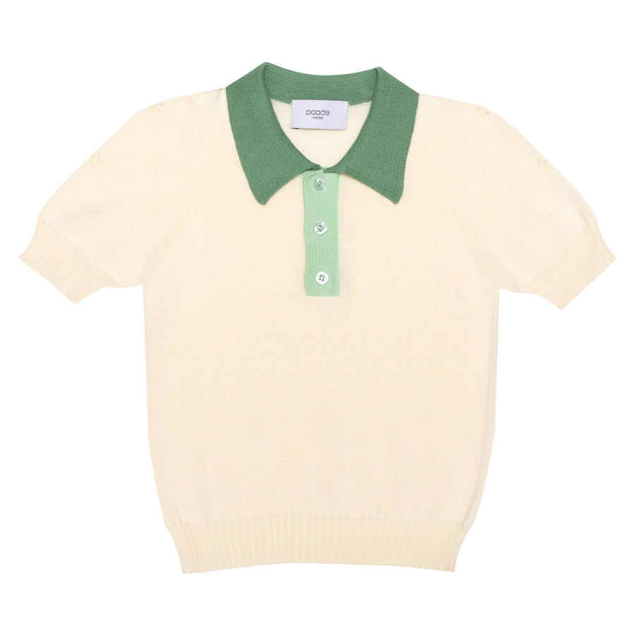 Paade Mode White Lemonade Knit Polo Shirt