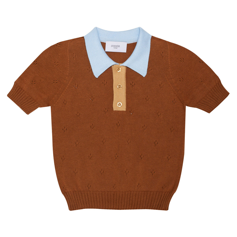 Paade Mode Brown Lemonade Knit Polo Shirt