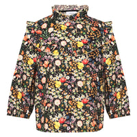 Paade Mode Black Wildflower Cotton Blouse