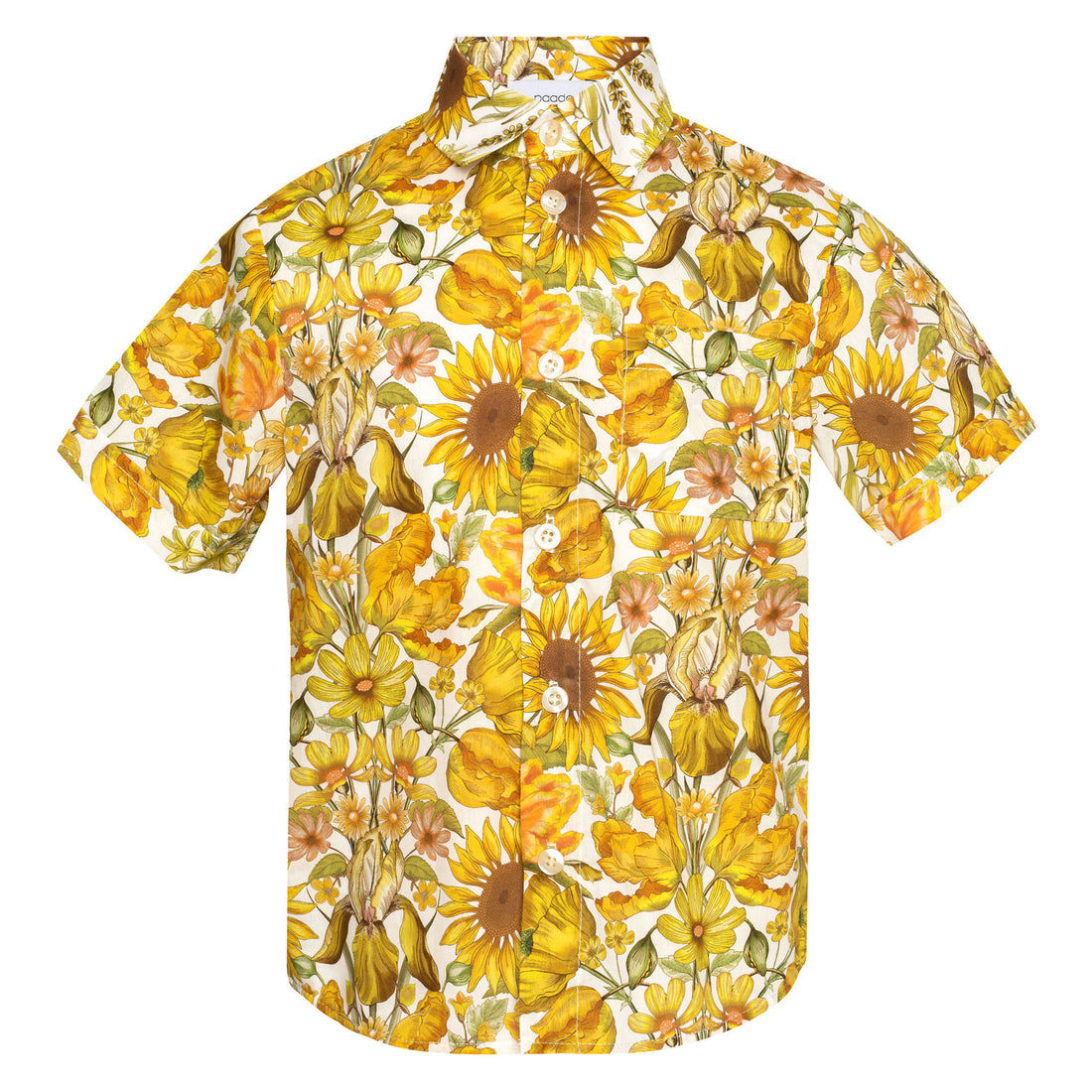 Paade Mode Yellow Sunflower Cotton Shirt