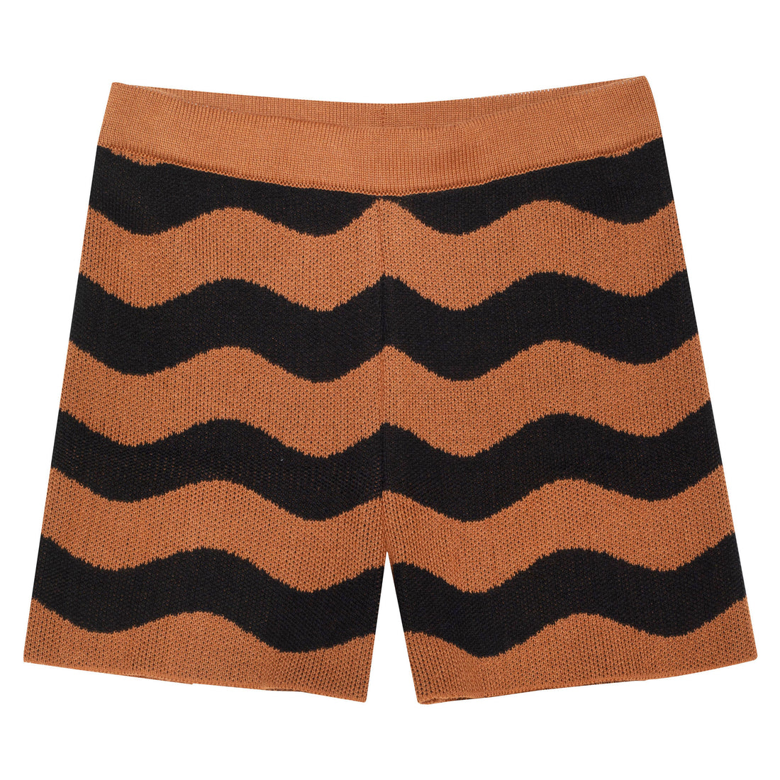 Paade Mode Brown Wave Knit Cotton Shorts