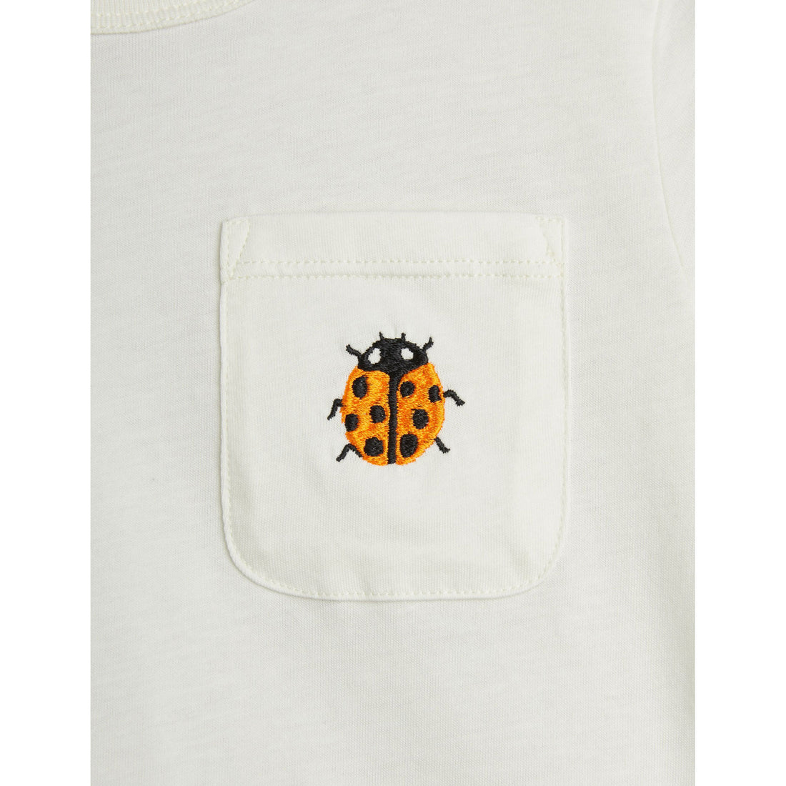 Mini Rodini Off White Ladybugs Embroidered Tee