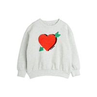 Mini Rodini Grey Melange Arrowed Heart Chenille Sweatshirt