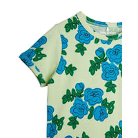 Mini Rodini Green Blue Roses Tee