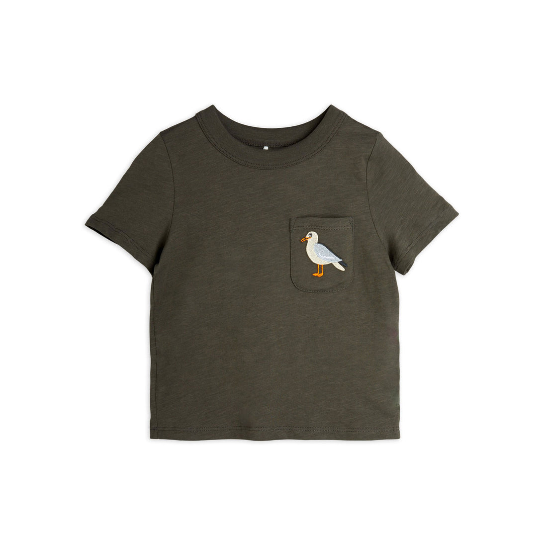 Mini Rodini Faded Black Seagull Embroidered Tee