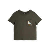 Mini Rodini Faded Black Seagull Embroidered Tee