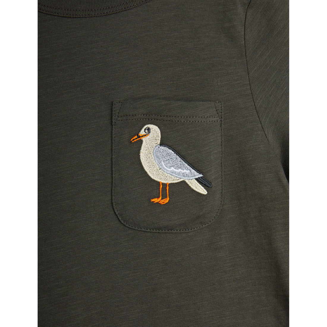 Mini Rodini Faded Black Seagull Embroidered Tee
