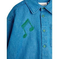 Mini Rodini Blue Note Embroidered Denim Shirt