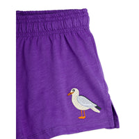 Mini Rodini Purple Seagull Embroidered Shorts