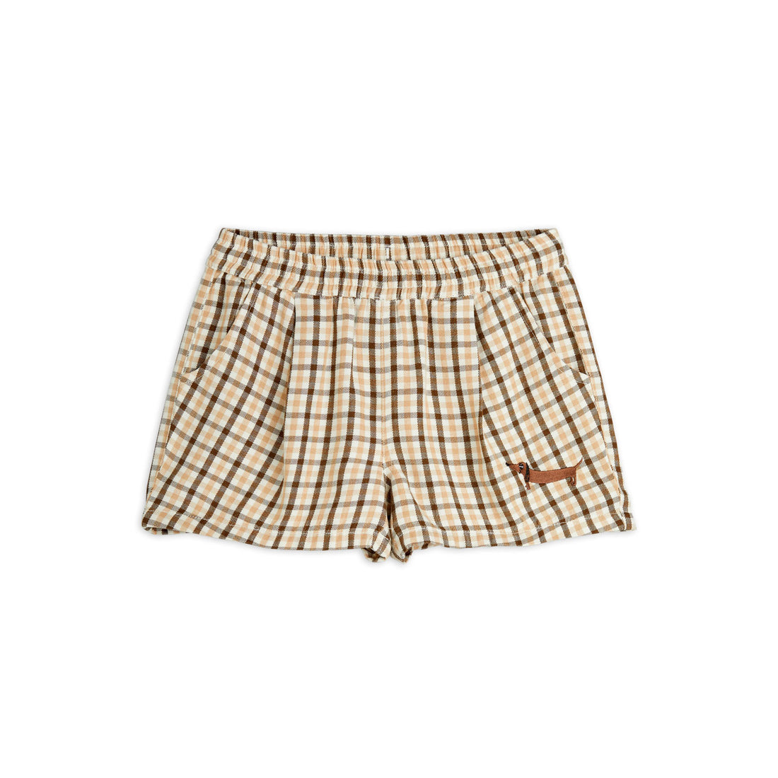 Mini Rodini Beige Gingham Woven Shorts
