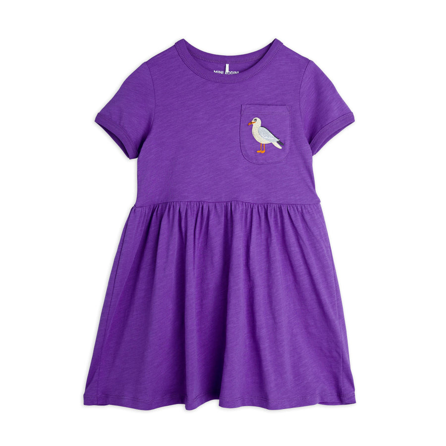 Mini Rodini Purple Seagull Embroidered Dress