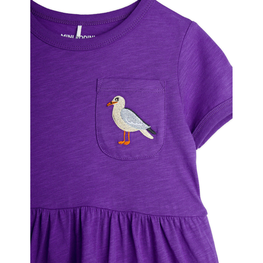 Mini Rodini Purple Seagull Embroidered Dress
