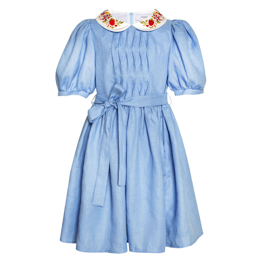 Paade Mode Blue Afternoon Linen Dress With Belt