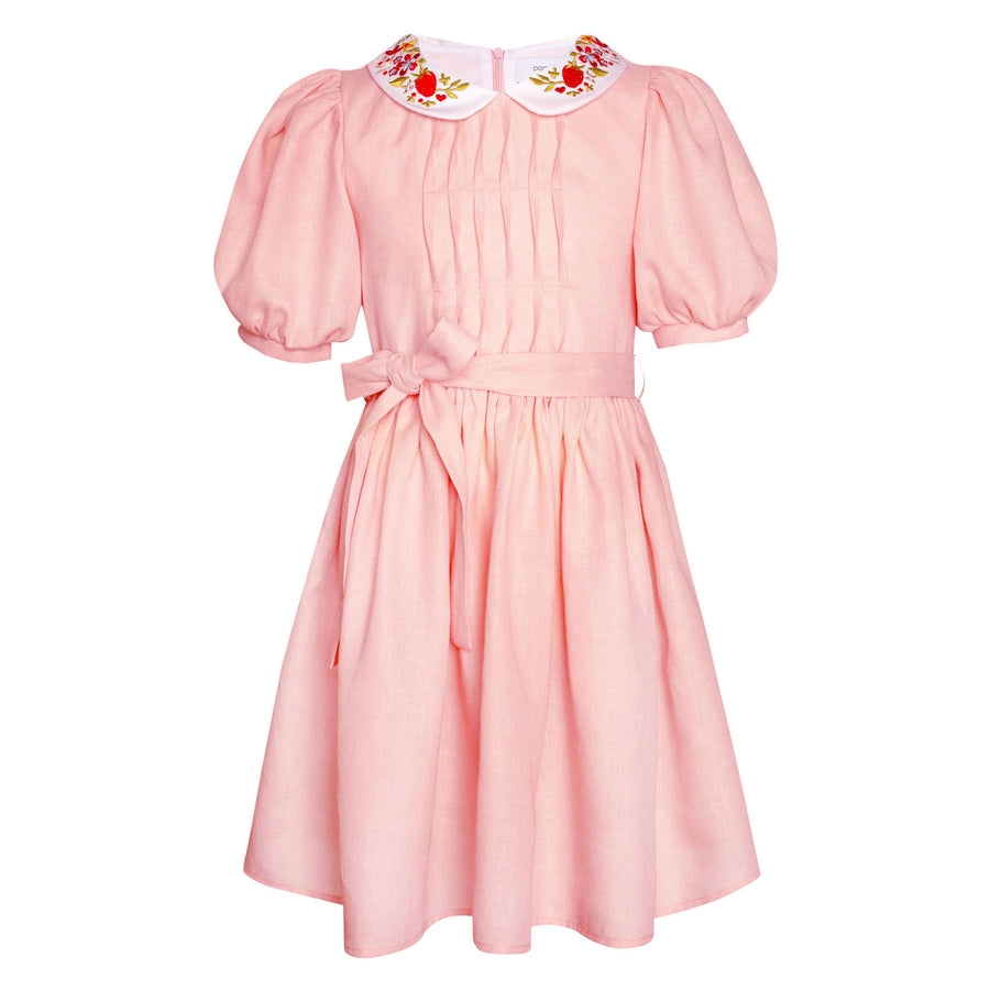 Paade Mode Pink Afternoon Linen Dress With Belt